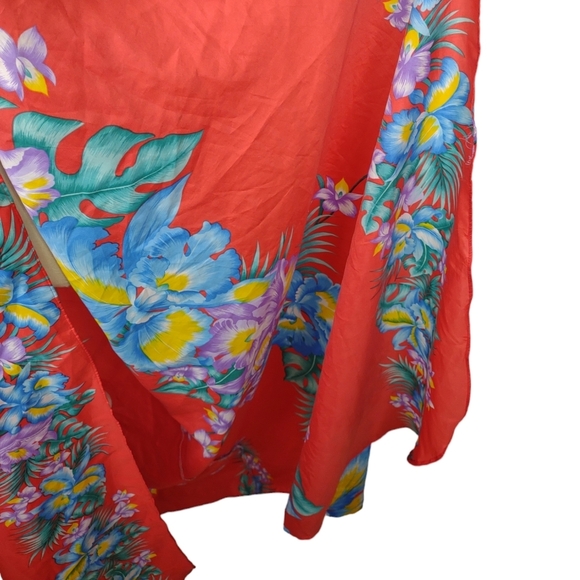 Royal Creations Sarong Wrap Red with Hawaiian Floral made in Hawaii Vintage - Picture 5 of 15
